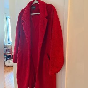 Red teddy coat from The Limited